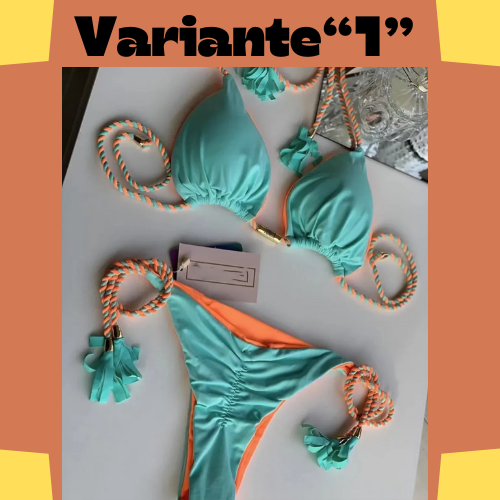 New Women Bikini Backless Rope Triangle Swimsuit Multicolor