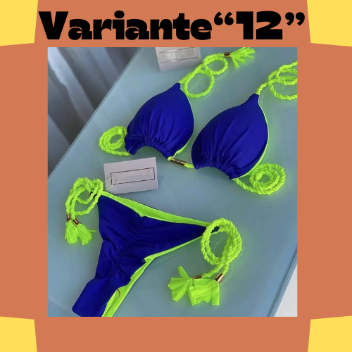 New Women Bikini Backless Rope Triangle Swimsuit Multicolor