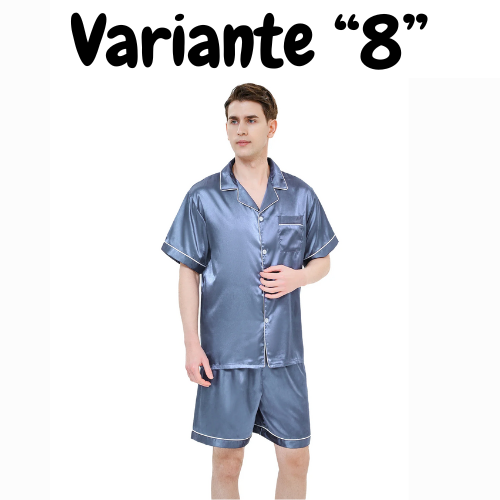 Men's pajamas short sleeved summer ice silk home clothing men's summer casual thin cardigan can be worn as a set home clothing
