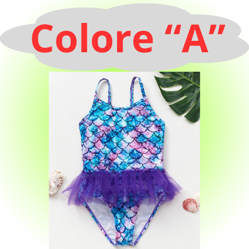 Mermaid Fish Scale Unicorn One-Piece Girls Swimwear for 4-8 Years