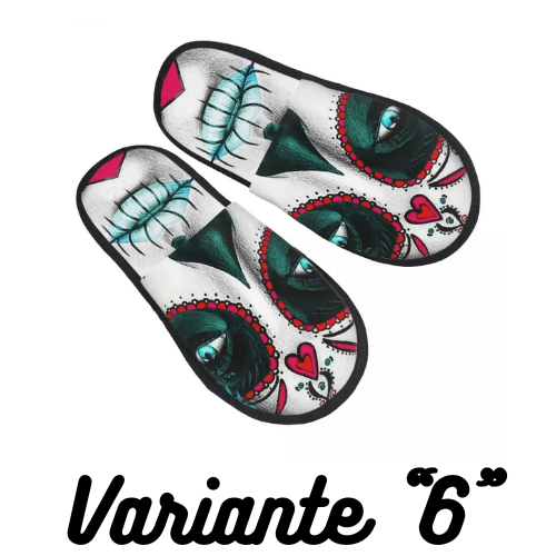 Custom Women Gothic Lace Skull House Slippers Cozy Warm Mexican Day Of The Dead Memory Foam Fluffy Slipper Indoor Outdoor Shoes