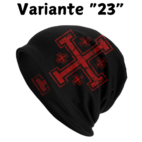 Custom Knights Templar Flag With Coat Of Arms Skullies Beanies Caps Winter Warm Knit Hat Adult Medieval Warrior Cross Bonnet Hat