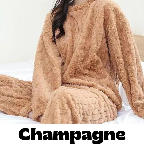 Autumn Women Solid Warm 2 Piece Sets Thicken Velvet Ribbed Fleece Set Pullover And Pants Women Casual Pajama Sets 2024