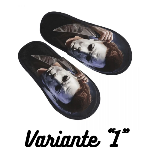 Custom Print Michael Myers Knives House Slippers Cozy Warm Halloween Film Art Memory Foam Fluffy Slipper Indoor Outdoor Shoes