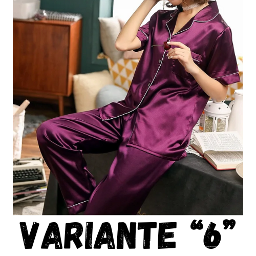 Womens Silk Satin Pajamas Set Sleepwear Pijama Women's Loungewear Pajamas Suit Female Sleep Two Piece Set Feminino Fofo Pyjamas