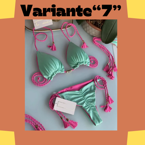 New Women Bikini Backless Rope Triangle Swimsuit Multicolor
