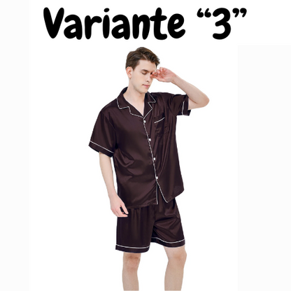 Men's pajamas short sleeved summer ice silk home clothing men's summer casual thin cardigan can be worn as a set home clothing