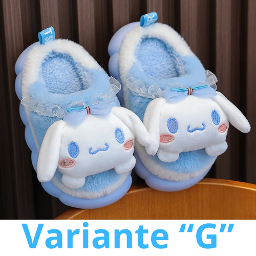 Sweet Family Winter Warm Slippers Cute Kawaii Sandals Kuromi My Melody Hello Kitty Soft Sole Shoes