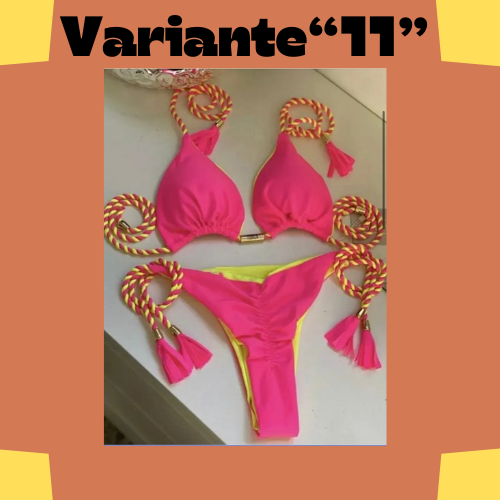 New Women Bikini Backless Rope Triangle Swimsuit Multicolor