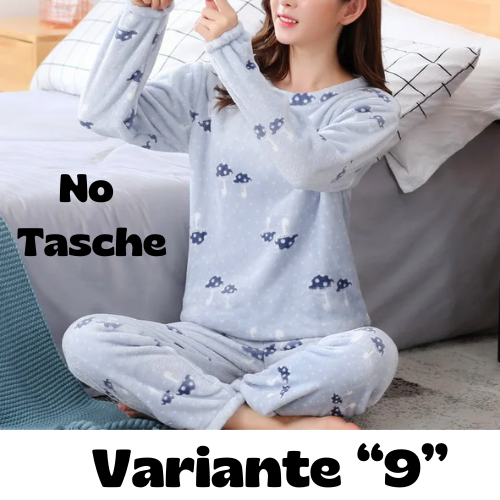 Pigiama invernale da donna in flanella. Set 2 pezzi (top + pantalone).