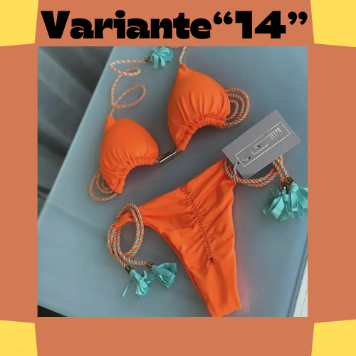 New Women Bikini Backless Rope Triangle Swimsuit Multicolor