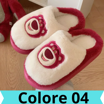 Cartoon Disney Lotso cute men and women winter soft, comfortable, non-slip, skin-friendly and warm home couple cotton slippers
