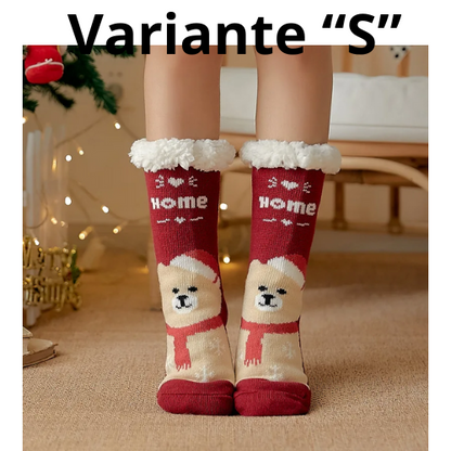 Winter Warm Socks Women penguin Plush Soft Female Non Grip Floor Slippers Short Sock Fuzzy Fluffy Deer Elk Bear Christmas Gift
