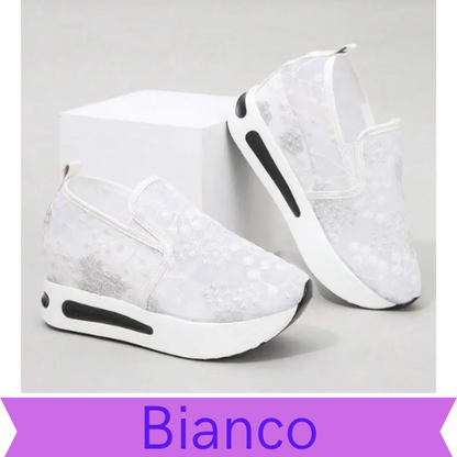 Scarpe da ginnastica estive in rete da donna. Scarpe sportive, traspiranti, casual. La scelta ideale per chi cerca comfort, leggerezza e praticità abbinati allo stile.