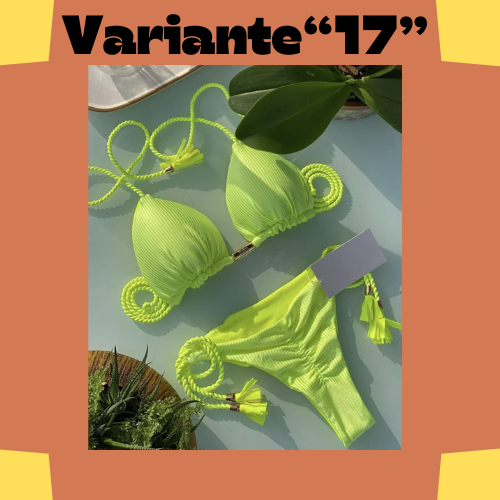 New Women Bikini Backless Rope Triangle Swimsuit Multicolor