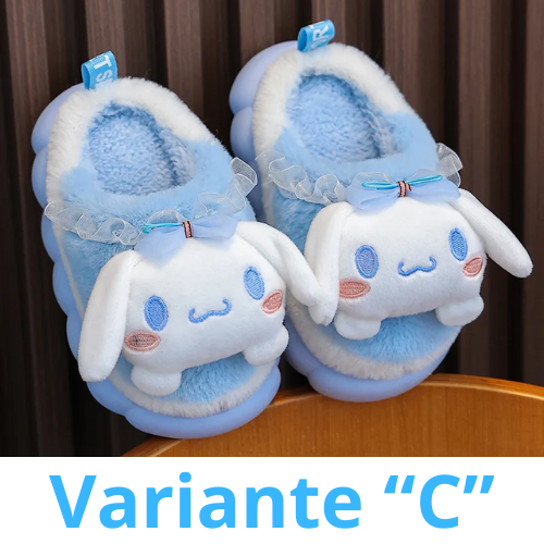 Sweet Family Winter Warm Slippers Cute Kawaii Sandals Kuromi My Melody Hello Kitty Soft Sole Shoes