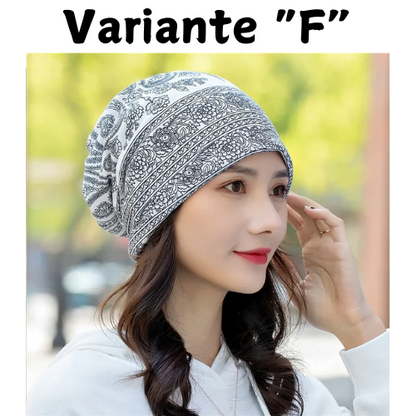 Ethnic Style Beanie Hat Women's Spring Autumn Bonnets Fashion Cashew Flowers Wrapped Head Cap Dual-purpose Scarf Pullover Caps