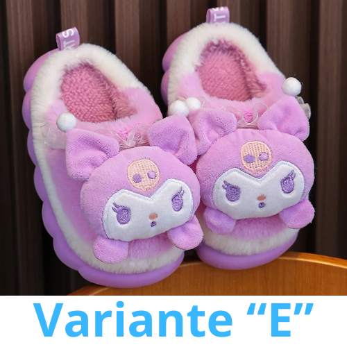 Sweet Family Winter Warm Slippers Cute Kawaii Sandals Kuromi My Melody Hello Kitty Soft Sole Shoes