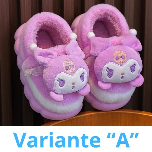 Sweet Family Winter Warm Slippers Cute Kawaii Sandals Kuromi My Melody Hello Kitty Soft Sole Shoes