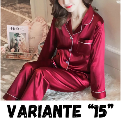 Womens Silk Satin Pajamas Set Sleepwear Pijama Women's Loungewear Pajamas Suit Female Sleep Two Piece Set Feminino Fofo Pyjamas