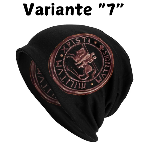 Custom Knights Templar Flag With Coat Of Arms Skullies Beanies Caps Winter Warm Knit Hat Adult Medieval Warrior Cross Bonnet Hat