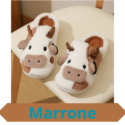 New Winter Unisex Cartoon Cow Warm Plush Slippers Couple's Indoor Non-slip House Slides Men And Women Toe Wrap Home Cotton Shoes