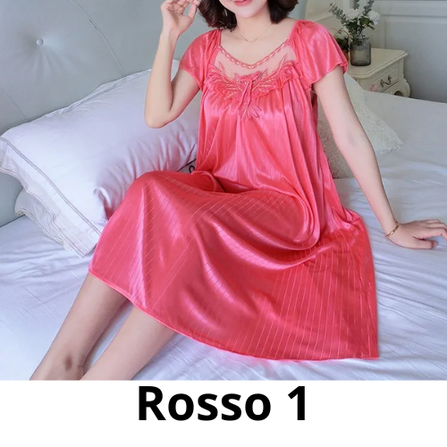Ladies Ice Silk Nightgowns Sleeping Dress Medium Length Short Sleeve Nightdress Sexy Sleepwear Home Wear Loungewear Pyjama Femme