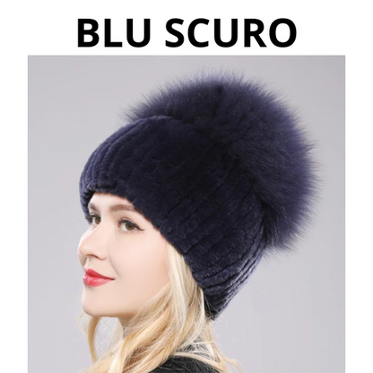 Russia New Style Women Real Genuine Fox Fur Beanies Hat Girls Natural Real Rex Rabbit Fur Skullies Cap Knit Winter Real Fur Hats