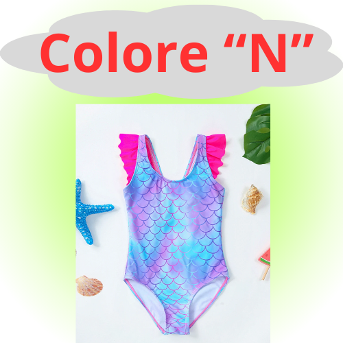 Mermaid Fish Scale Unicorn One-Piece Girls Swimwear for 4-8 Years