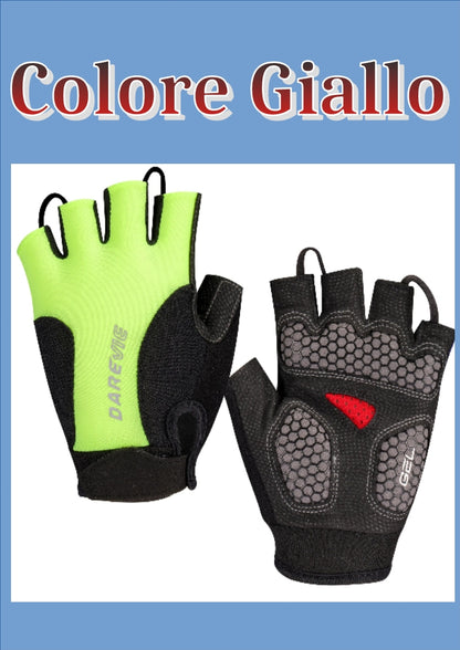 Guanti sportivi mezze dita, traspiranti,  anti shock gel 60 kg/m³.