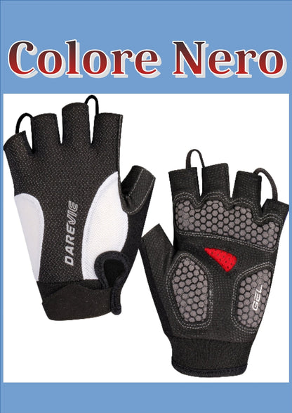 Guanti sportivi mezze dita, traspiranti,  anti shock gel 60 kg/m³.