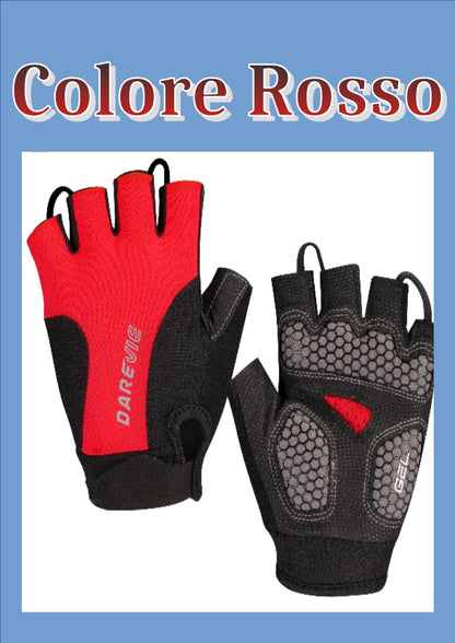 Guanti sportivi mezze dita, traspiranti,  anti shock gel 60 kg/m³.